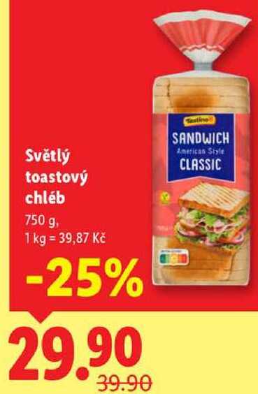 Světlý toastový chléb, 750 g