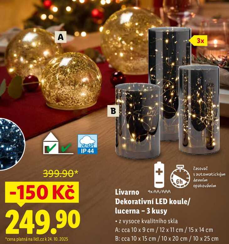 Livarno Dekorativní LED koule/lucerna - 3 kusy 