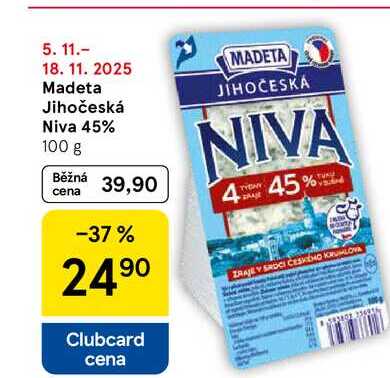 Madeta Jihočeská Niva 45%, 100 g