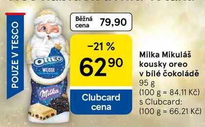 Milka Mikuláš kousky oreo v bílé čokoládě, 95 g