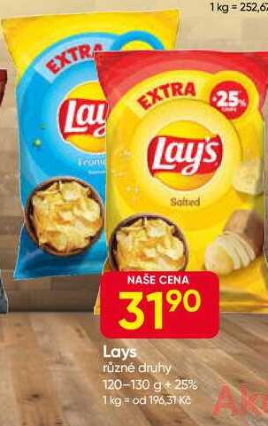 Lays různé druhy 120-130 g + 25%