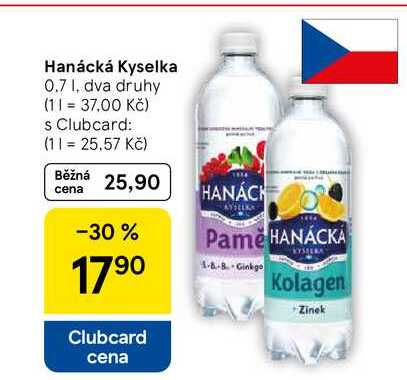 Hanácká Kyselka, 0.7 l, dva druhy