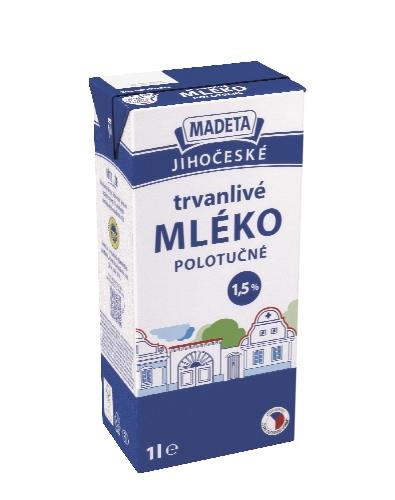 Madeta Jihočeské mléko polotučné trvanlivé 1l