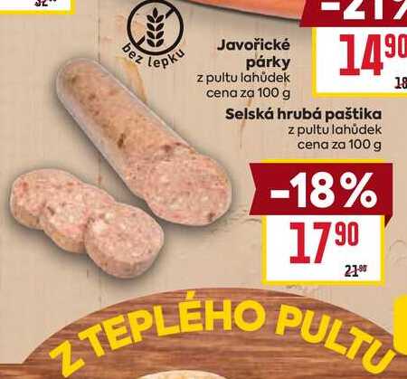 Selská hrubá paštika z pultu lahůdek cena za 100g