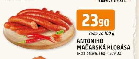 ANTONIHO MAĎARSKÁ KLOBÁSA extra pálivá 100g