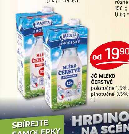 JČ MLÉKO ČERSTVÉ polotučné 1,5% 1l