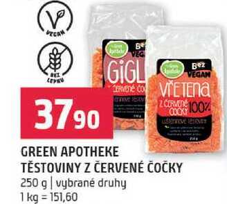 Green apotheke těstoviny z červené čočky 250g