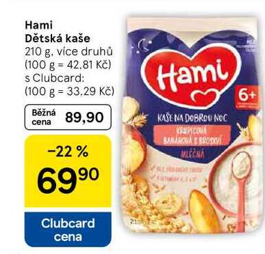 Hami Dětská kaše, 210 g, více druhů
