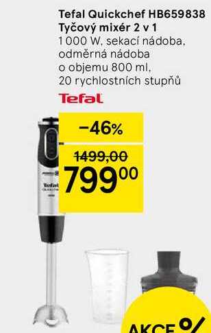 Tefal Quickchef HB659838 Tyčový mixér 2 v1, 1000 W, sekací nádoba. odměrná nádoba o objemu 800 ml, 20 rychlostních stupňů