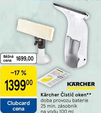 Kärcher Čistič oken, doba provozu baterie 25 min, zásobník na vodu 100 ml