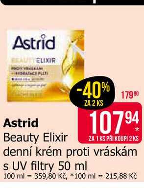 Astrid Beauty Elixir denní krém proti vráskám s UV filtry 50 ml 