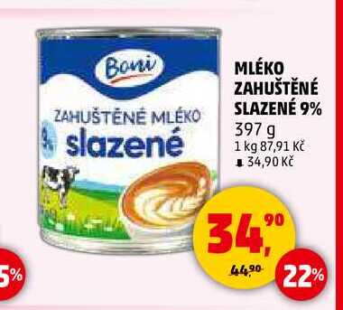 MLÉKO ZAHUŠTĚNÉ SLAZENÉ 9%, 397 g 
