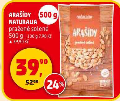 ARAŠÍDY NATURALIA pražené solené, 500 g