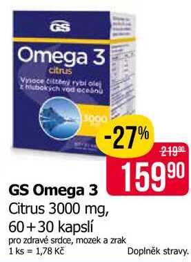 GS Omega 3 Citrus 3000 mg, 60+30 kapslí 