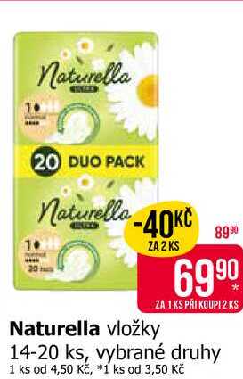 Naturella vložky 14-20 ks, vybrané druhy