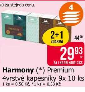 Harmony Premium 4vrstvé kapesníky 9x 10 ks