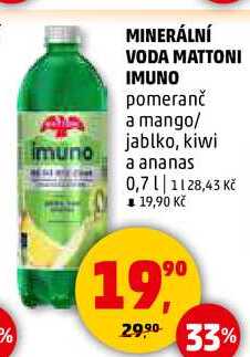 MINERÁLNÍ VODA MATTONI IMUNO, 0,7 l