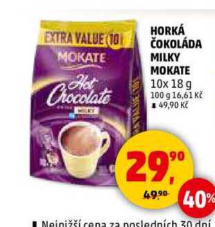 HORKÁ ČOKOLÁDA MILKY MOKATE, 10x 18 g