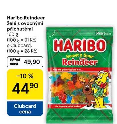 Haribo Reindeer želé s ovocnými příchutěmi, 160 g 