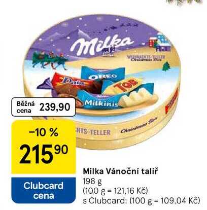 Milka Vánoční talíř, 198 g