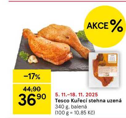 Tesco Kuřecí stehna uzená, 340 g, balená 