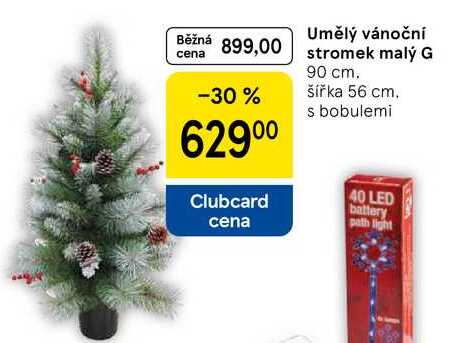 Umělý vánoční stromek malý G, 90 cm. šířka 56 cm. s bobulemi