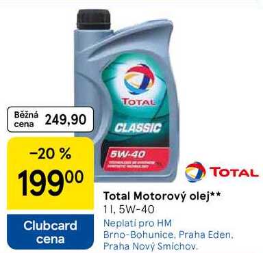 Total Motorový olej, 1 1, 5W-40