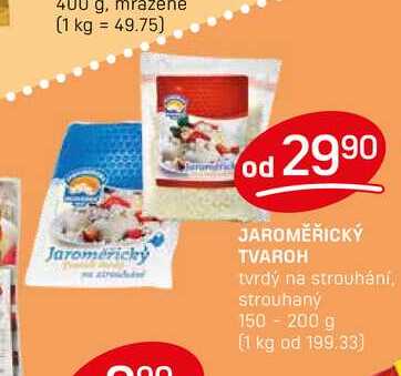 JAROMĚŘICKÝ TVAROH tvrdý na strouhání, strouhaný 150-200 g