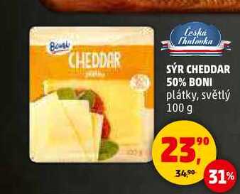 SÝR CHEDDAR 50% BONI, 100 g