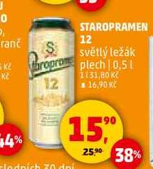 STAROPRAMEN 12 světlý ležák 12 plech, 0,5 l
