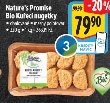 Nature's Promise Bio Kuřecí nugetky, 220 g