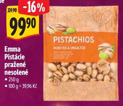 Emma Pistácie pražené nesolené, 250 g