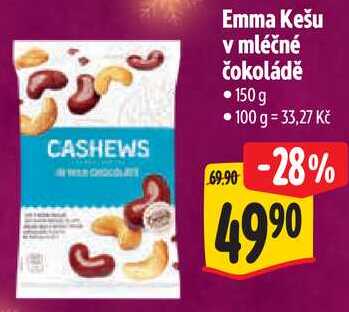 Emma Kešu v mléčné čokoládě, 150 g