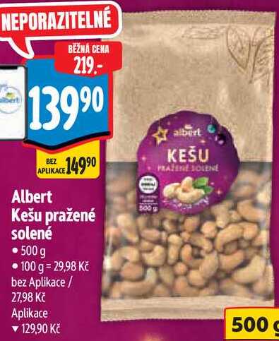 Albert Kešu pražené solené, 500 g