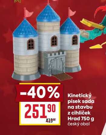 Kinetický písek sada na stavbu z cihliček Hrad 750 g