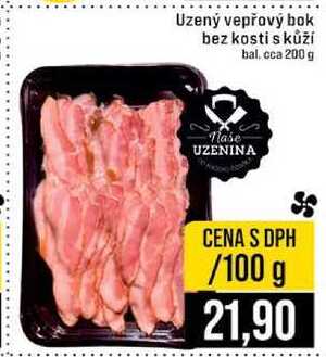 Uzený vepřový bok bez kosti s kůží 100 g