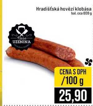 Hradišťská hovězí klobása 100 g