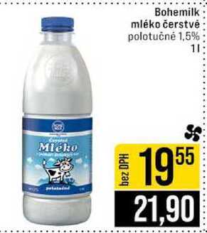 Bohemilk mléko čerstvé polotučné 1,5% 1 l