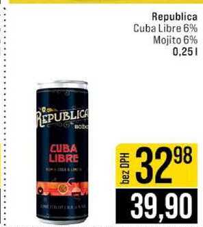 Republica Cuba Libre 6% / Mojito 6% plech 0,25 l
