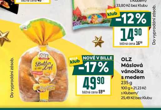 OLZ vánočka Máslová s medem 235 g 