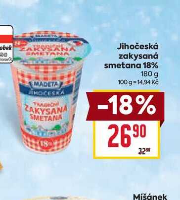 Jihočeská zakysaná smetana 18% 180 g