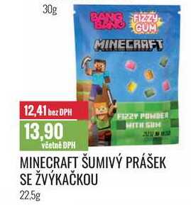 MINECRAFT ŠUMIVÝ PRÁŠEK SE ŽVÝKAČKOU 22,5g 