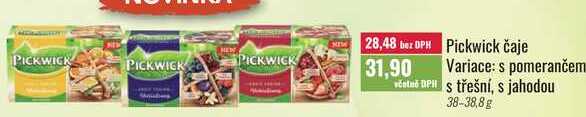 Pickwick čaje Variace: s pomerančem s třešní, s jahodou 38-38,8g 