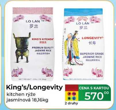 King's/Longevity kitchen rýže jasmínová 18,16kg 