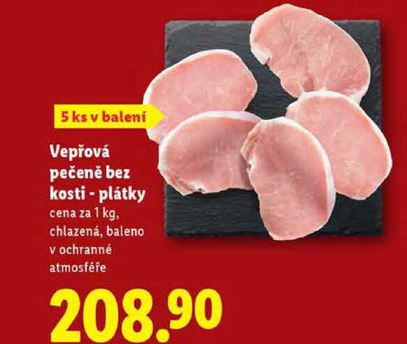 Vepřová pečeně bez kosti - plátky, cena za 1 kg