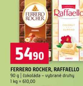 FERRERO ROCHER, RAFFAELLO 90 g čokoláda vybrané druhy