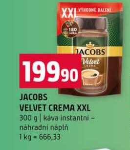 JACOBS VELVET CREMA XXL 300 g káva instantní náhradní náplň 