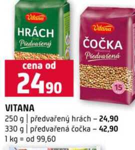 VITANA 250 g předvařený hrách 330 g předvařená čočka
