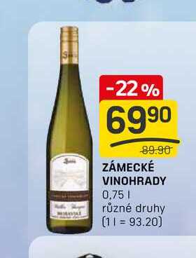 ZÁMECKÉ VINOHRADY 0,75l