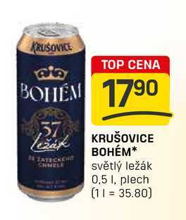 KRUŠOVICE BOHÉM světlý ležák 0,5l, plech